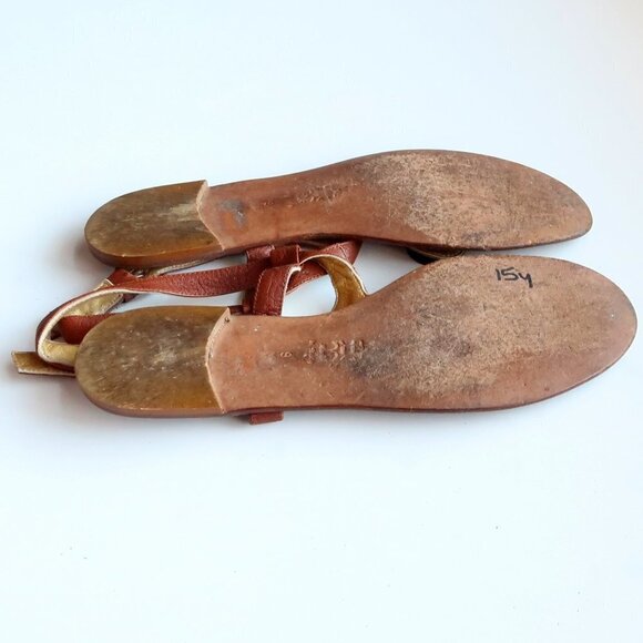 Isabella Fiore Brown Italian Leather Thong Sandals Flat Summer Shoes Size 8.5 - Picture 13 of 15